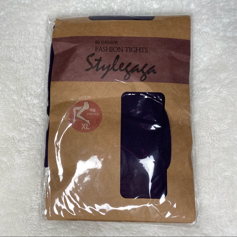 NWT Stylegaga Purple Fashion Footed Tights Size XL